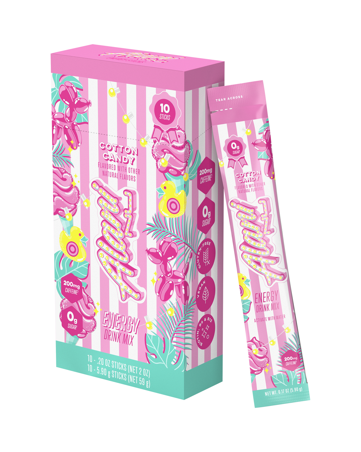 Cotton Candy Energy Stick Drink Mix, 10-Pack